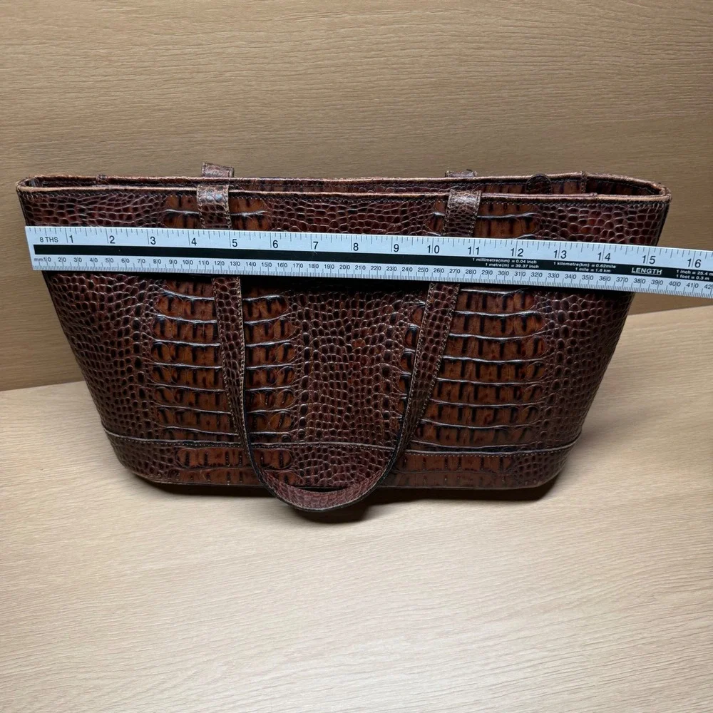 Brahmin Vintage Brown Croc Embossed‎ Leather Tote Bag Purse Handbag Medium